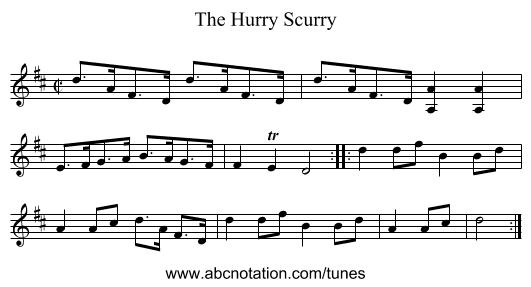 Hurry Scurry, The - staff notation
