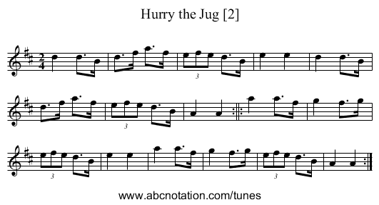 Hurry the Jug [2] - staff notation