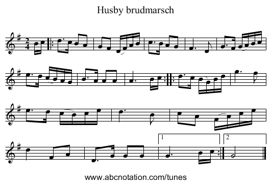 Husby brudmarsch - staff notation