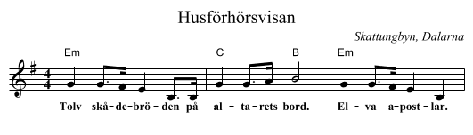 Husförhörsvisan - staff notation