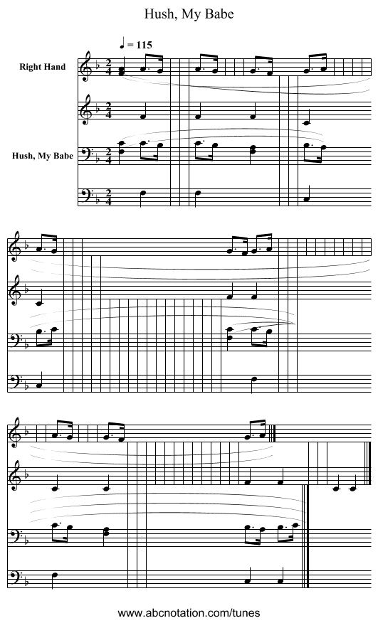 Hush, My Babe - staff notation