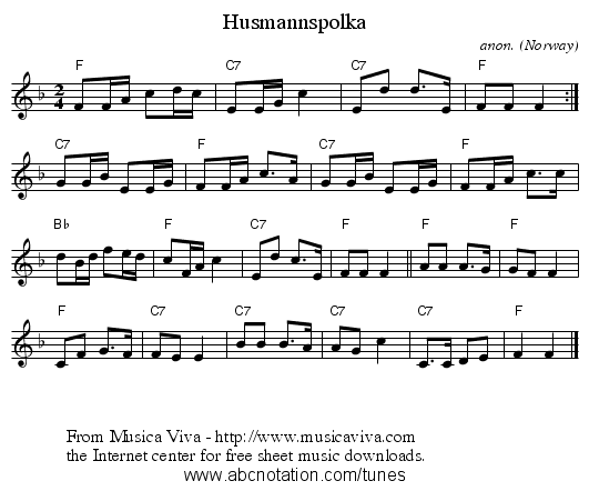 Husmannspolka - staff notation