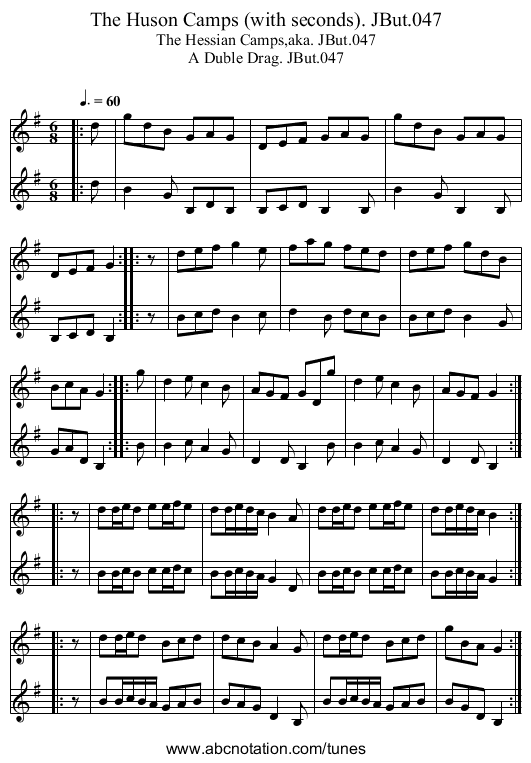 Huson Camps (with seconds). JBut.047, The - staff notation