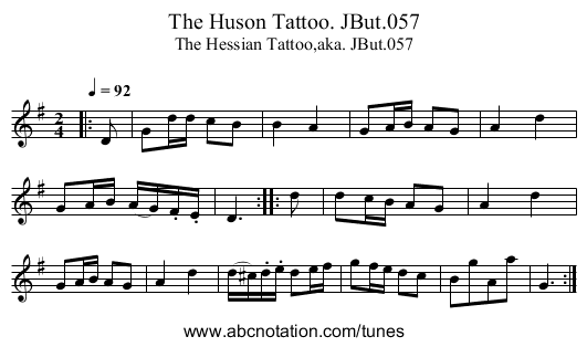 Huson Tattoo. JBut.057, The - staff notation