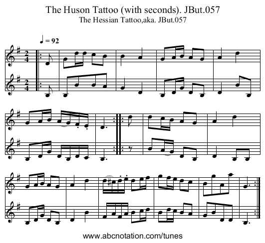 Huson Tattoo (with seconds). JBut.057, The - staff notation