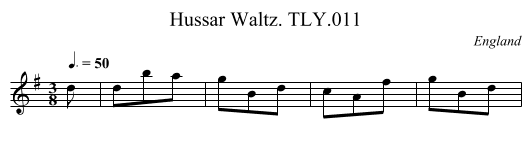 Hussar Waltz. TLY.011 - staff notation
