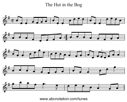 Hut in the Bog, The - staff notation