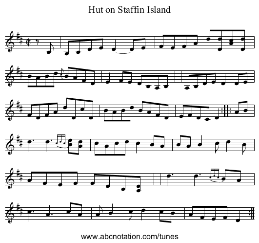 Hut on Staffin Island - staff notation