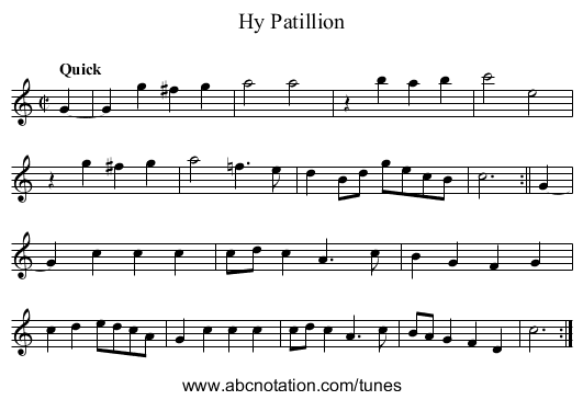 Hy Patillion - staff notation