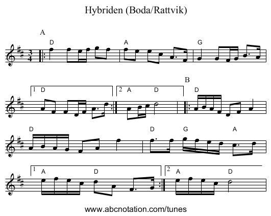 Hybriden (Boda/Rattvik) - staff notation