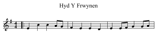 Hyd Y Frwynen - staff notation