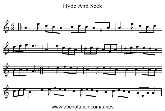 Hyde And Seek - staff notation
