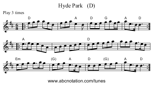 Hyde Park   (D) - staff notation