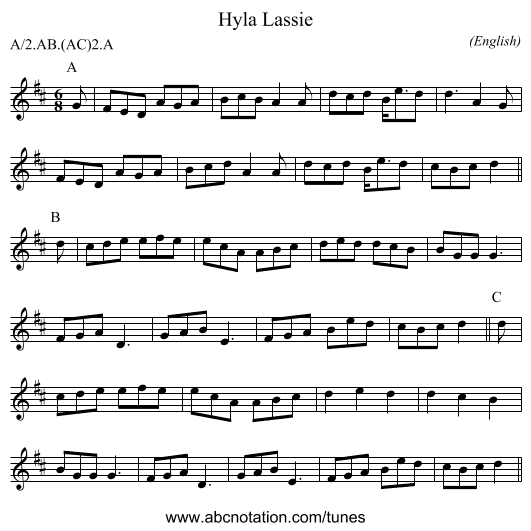 Hyla Lassie - staff notation