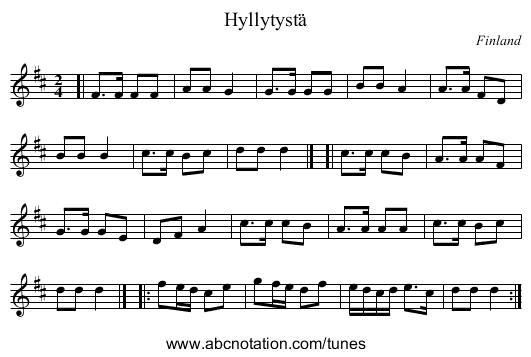 Hyllytyst&auml; - staff notation