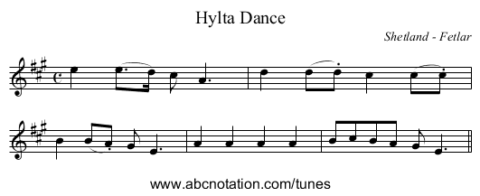 Hylta Dance - staff notation