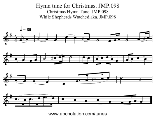 Hymn tune for Christmas. JMP.098 - staff notation
