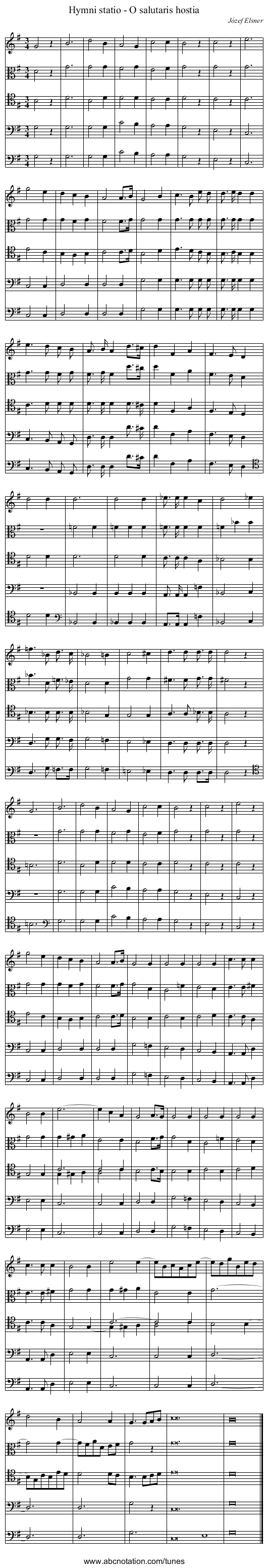 Hymni statio - O salutaris hostia - staff notation