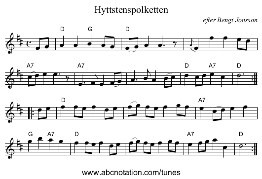 Hyttstenspolketten - staff notation
