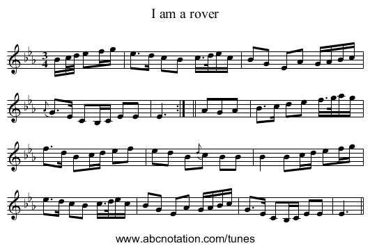 I am a rover - staff notation