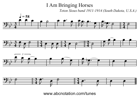 I Am Bringing Horses - staff notation