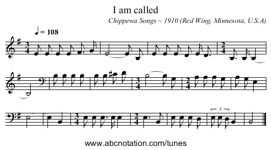 I am called - staff notation