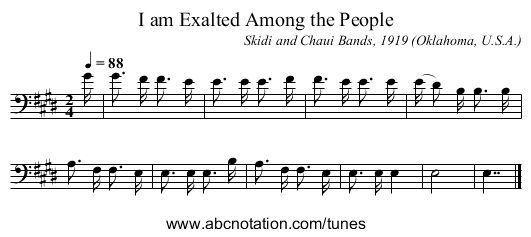 I am Exalted Among the People - staff notation