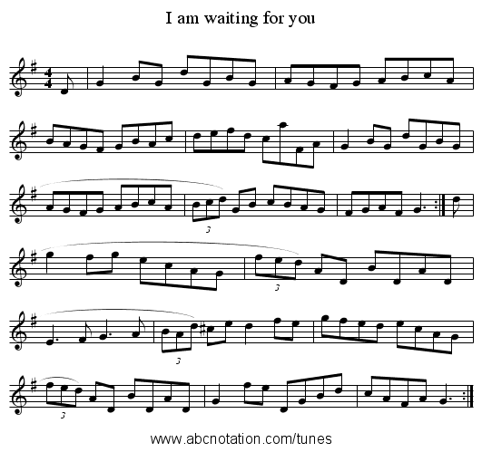 I am waiting for you - staff notation