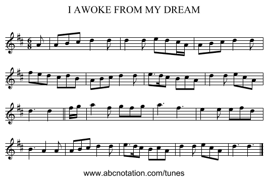 I AWOKE FROM MY DREAM - staff notation