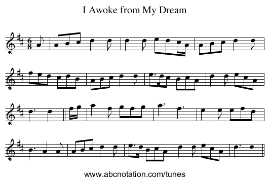 I Awoke from My Dream - staff notation