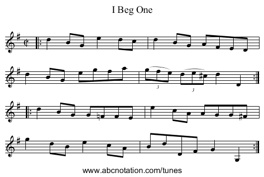 I Beg One - staff notation