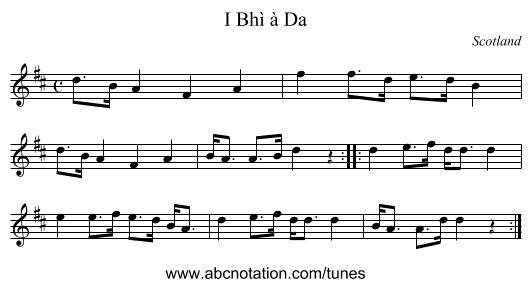 I Bhì à Da - staff notation