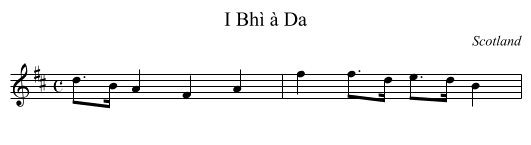 I Bhì à Da - staff notation