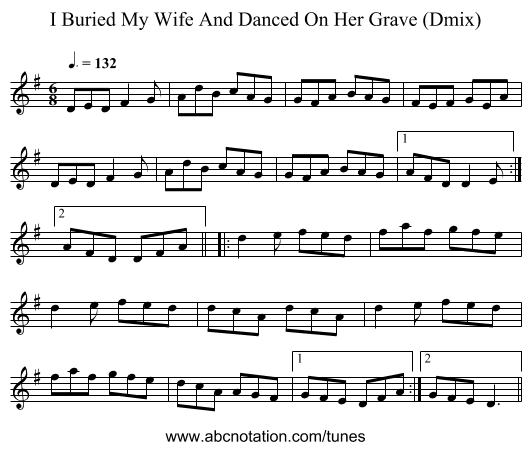 I Buried My Wife And Danced On Her Grave (Dmix) - staff notation