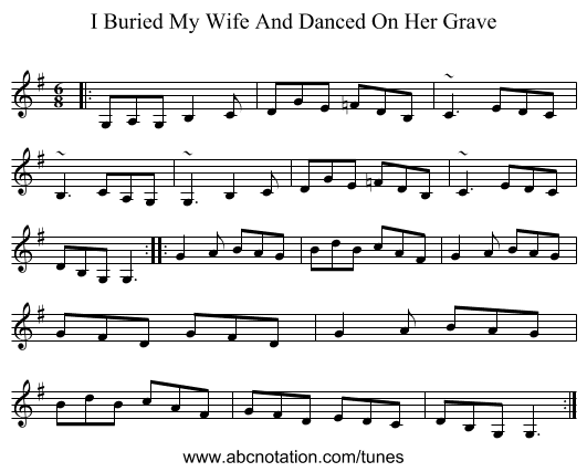 I Buried My Wife And Danced On Her Grave - staff notation