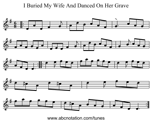 I Buried My Wife And Danced On Her Grave - staff notation