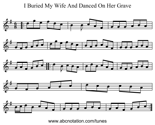I Buried My Wife And Danced On Her Grave - staff notation