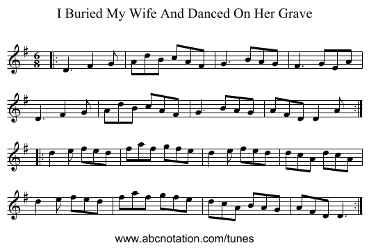 I Buried My Wife And Danced On Her Grave - staff notation