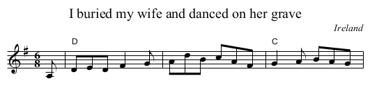 I buried my wife and danced on her grave - staff notation