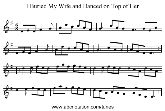 I Buried My Wife and Danced on Top of Her - staff notation