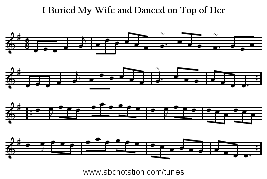 I Buried My Wife and Danced on Top of Her - staff notation