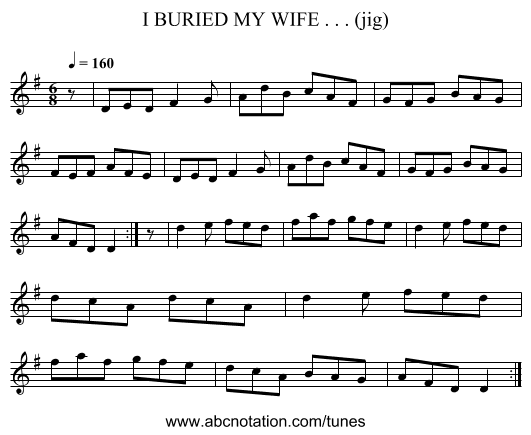 I BURIED MY WIFE . . . (jig) - staff notation