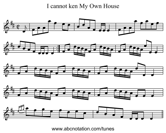I cannot ken My Own House - staff notation