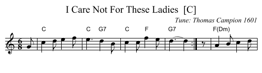I Care Not For These Ladies  [C] - staff notation