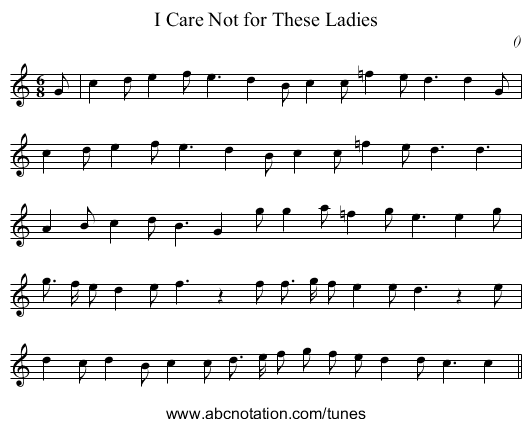 I Care Not for These Ladies - staff notation
