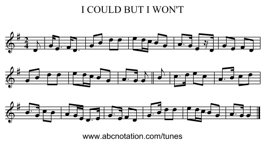 I COULD BUT I WON'T - staff notation