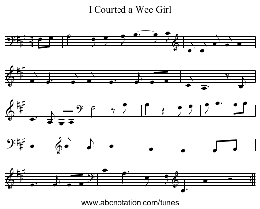 I Courted a Wee Girl - staff notation