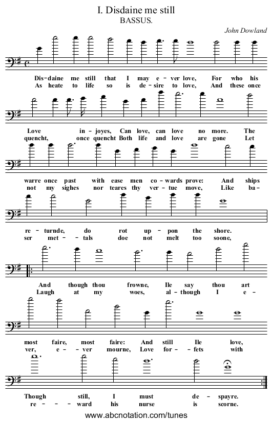 I. Disdaine me still - staff notation
