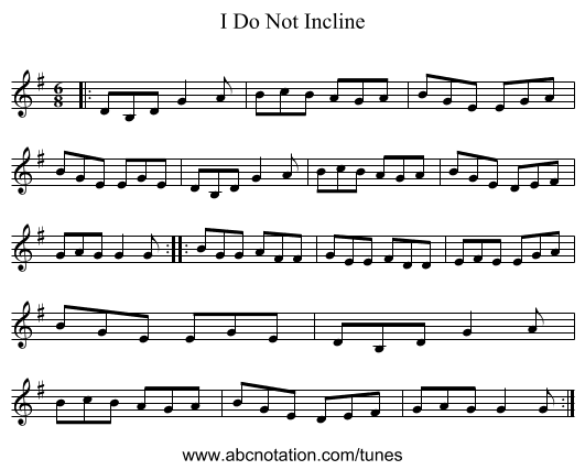 I Do Not Incline - staff notation