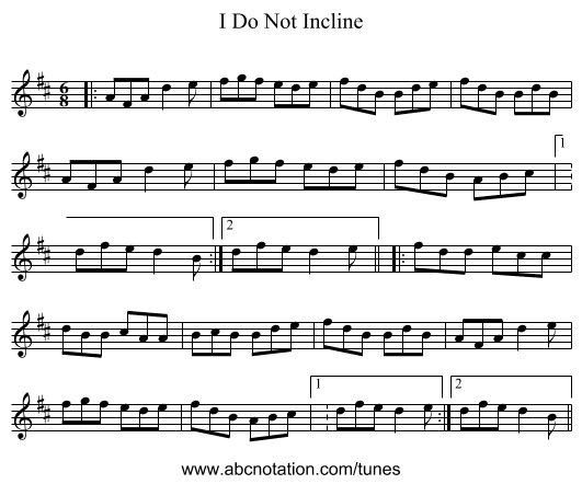 I Do Not Incline - staff notation